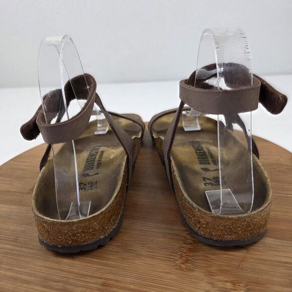Birkenstock Yara Shoes Womens Size 37 Brown Leather Sandals Ankle Strap Germany - Picture 7 of 10